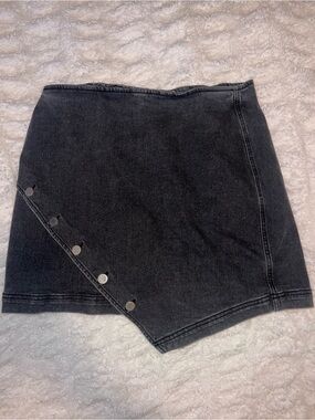 Sage the Label Black Denim Asymmetric Button Skirt - Women